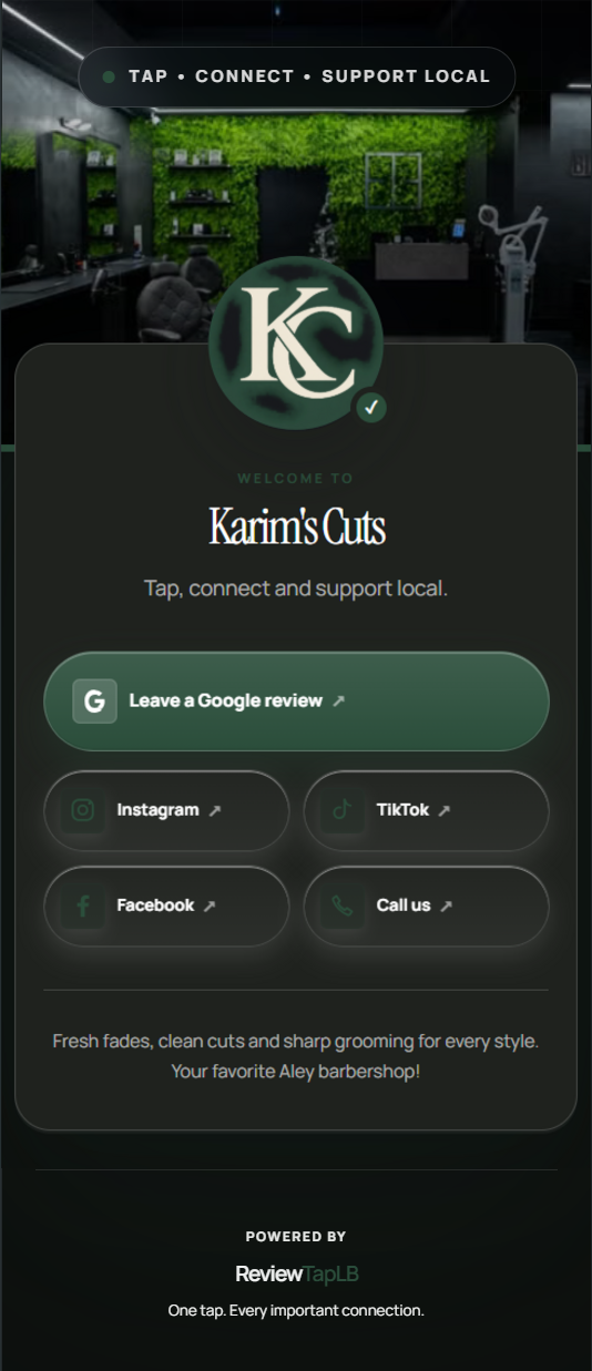 Karim's Cuts ReviewTapLB customer page
